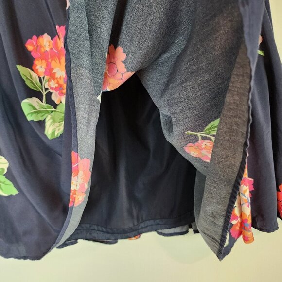 Boden Floral Circle Skirt Flowy Lightweight Lined Navy Blue Pink Flower Skirt 10 - Picture 5 of 10